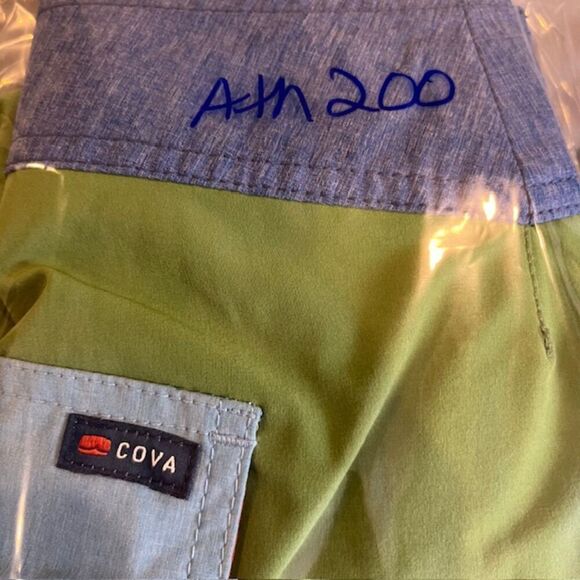 Cova Men's Swim Trunks Green with Blue Tie Waist Size 38 - Picture 9 of 9